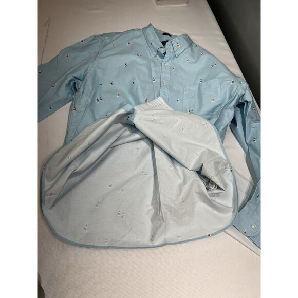 J CREW Mens Slim Flex Oxford Button Down Shirt Sz XXL Sailboats Blue Nautical - Picture 11 of 15